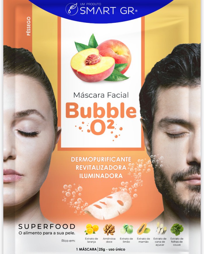 Máscara Facial Superfood Bubble O² - Pêssego
